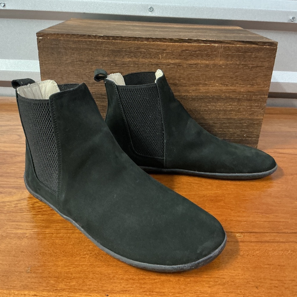 Aintap Women Black Suede Barefoot Minimalist Chelsea Ankle Boot Size 38EU 7US